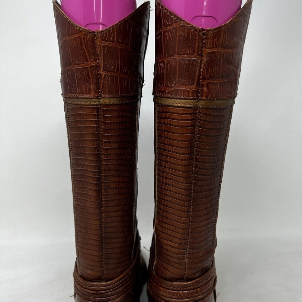 Circle S LTD Women's Western Cowboy Brown Leather Iguana Boots Size 6 M - Picture 6 of 12